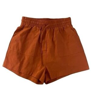 Zeagoo Terra Cotta Drawstring Waist Linen Blend‎ Shorts Size S